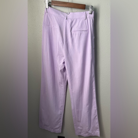 Sophie Rue Pleated Straight Linen Pants in Lavendar - Picture 4 of 11